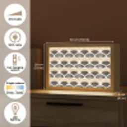 Waaier - Patroon - Zwart - Beige Light Box met kabel (Tafellamp) klein 924 -USP_EN