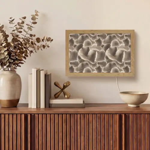 Waaiervorm - Beige - Vezel textuur Light Box met kabel (Tafellamp) klein 924 -sfeer2