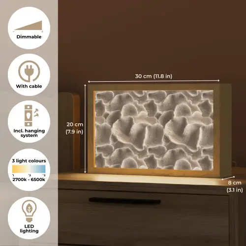 Waaiervorm - Beige - Vezel textuur Light Box met kabel (Tafellamp) klein 924 -USP_EN