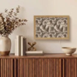 Waaiervorm - Beige - Vezel textuur Light Box met kabel (Tafellamp) klein 924 -sfeer2