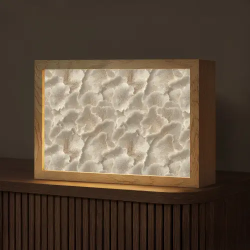 Waaierstructuren - Beige - Vezeltextuur Light Box met kabel (Tafellamp) klein 924 -z3d_website
