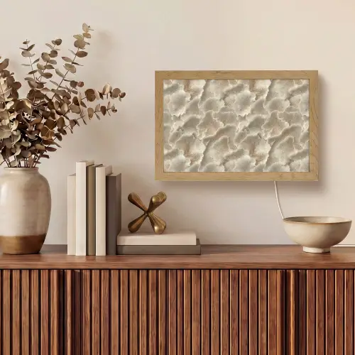 Waaierstructuren - Beige - Vezeltextuur Light Box met kabel (Tafellamp) klein 924 -sfeer2
