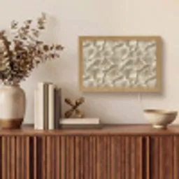 Waaierstructuren - Beige - Vezeltextuur Light Box met kabel (Tafellamp) klein 924 -sfeer2