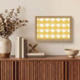 Waaier - Geel - Art Light Box met kabel (Tafellamp) klein 924 -sfeer2