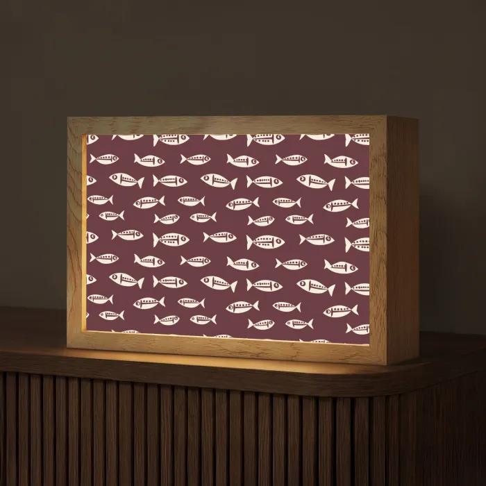 Vissen - Grafisch - Patroon - Donker Light Box met kabel (Tafellamp) klein 924 -z3d_website