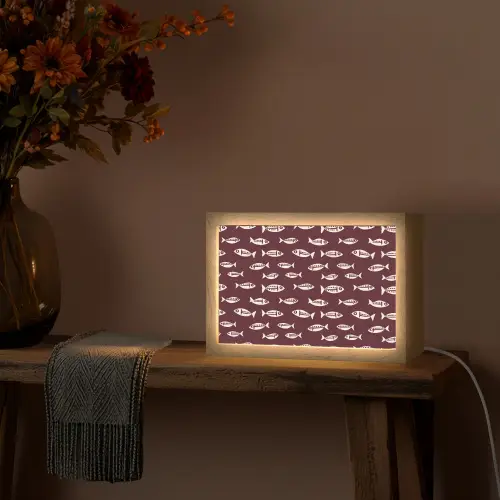 Vissen - Grafisch - Patroon - Donker Light Box met kabel (Tafellamp) klein 924 -sfeer4