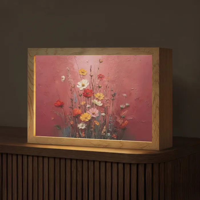 Bloemenboeket - Diepte - Tastbare textuur Light Box met kabel (Tafellamp) klein -z3d_website