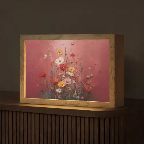 Bloemenboeket - Diepte - Tastbare textuur Light Box met kabel (Tafellamp) klein -z3d_website