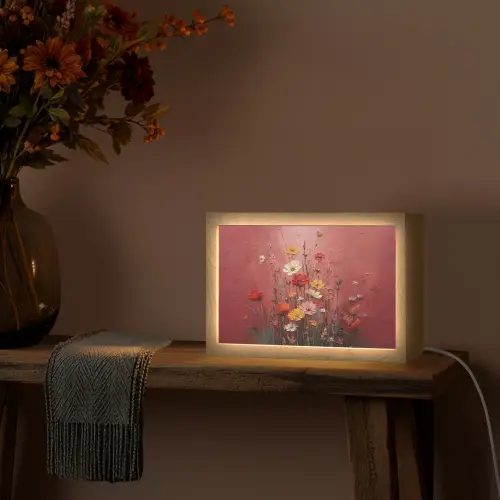 Bloemenboeket - Diepte - Tastbare textuur Light Box met kabel (Tafellamp) klein -sfeer4