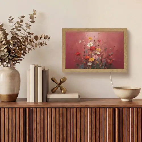 Bloemenboeket - Diepte - Tastbare textuur Light Box met kabel (Tafellamp) klein -sfeer2