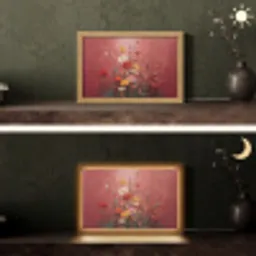 Bloemenboeket - Diepte - Tastbare textuur Light Box met kabel (Tafellamp) klein -sfeer3