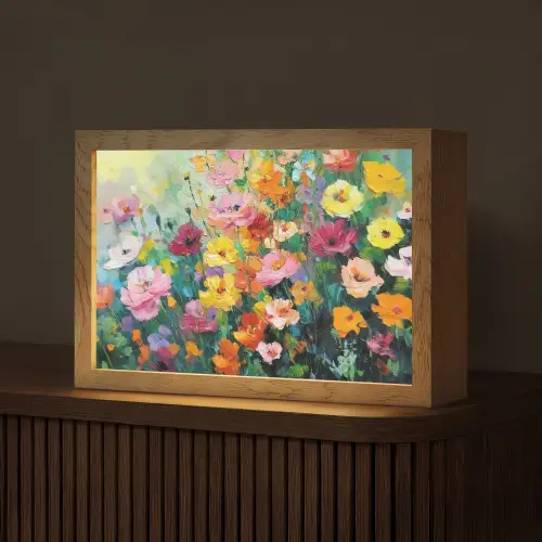 Bloemen explosie - Heldere kleuren - Vrolijk Light Box met kabel (Tafellamp) klein -z3d_website