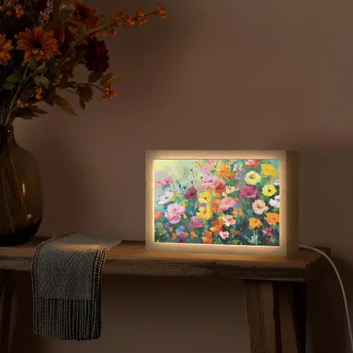 Bloemen explosie - Heldere kleuren - Vrolijk Light Box met kabel (Tafellamp) klein -sfeer4