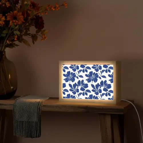 Floraal - Modern - Blauw Light Box met kabel (Tafellamp) klein 924 -sfeer4