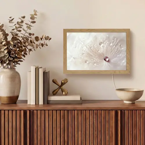 Bloem - Abstract - Wit - Water - Natuur Light Box met kabel (Tafellamp) klein -sfeer2
