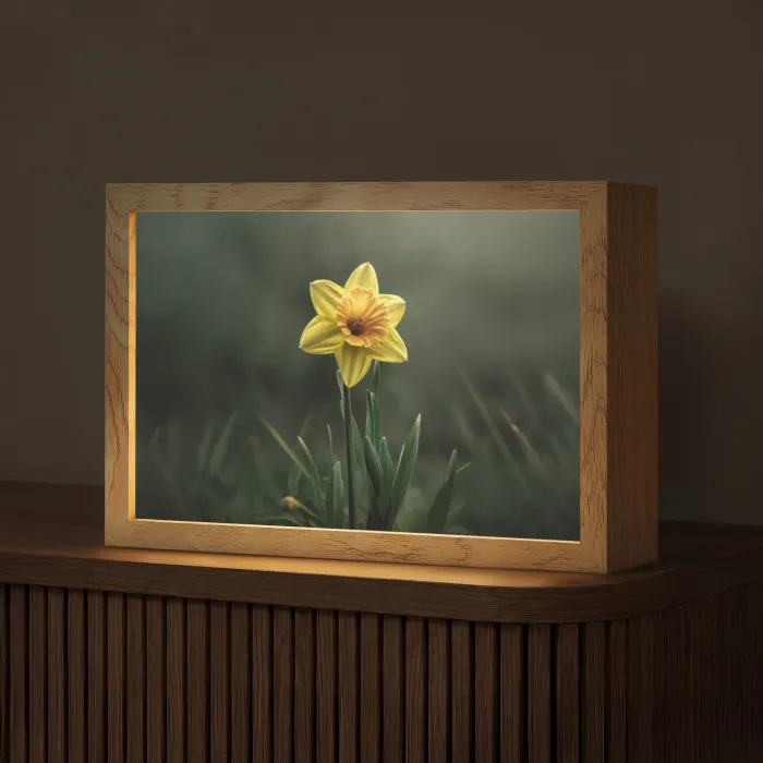 Bloem - Narcis - Gras - Geel Light Box met kabel (Tafellamp) klein -z3d_website