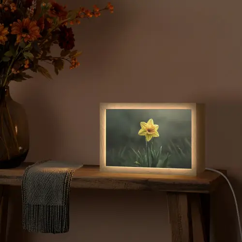 Bloem - Narcis - Gras - Geel Light Box met kabel (Tafellamp) klein -sfeer4