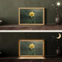 Bloem - Narcis - Gras - Geel Light Box met kabel (Tafellamp) klein -sfeer3