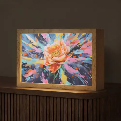 Bloemexplosie - Felle spatten - Dynamisch Light Box met kabel (Tafellamp) klein -z3d_website