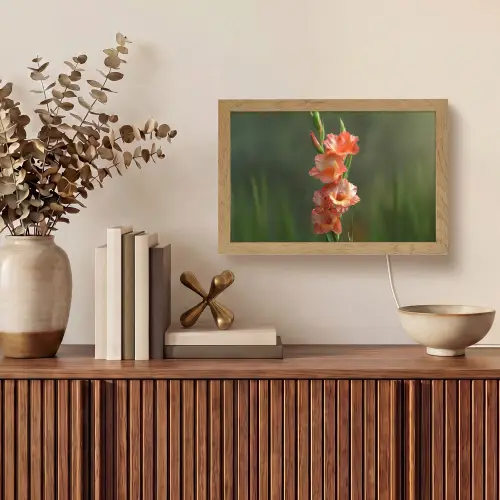 Bloem - Gladiolen - Zalmroze Light Box met kabel (Tafellamp) klein -sfeer2