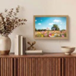 Bloemenweide - Blauw - Lucht - Kleuren Light Box met kabel (Tafellamp) klein -sfeer2