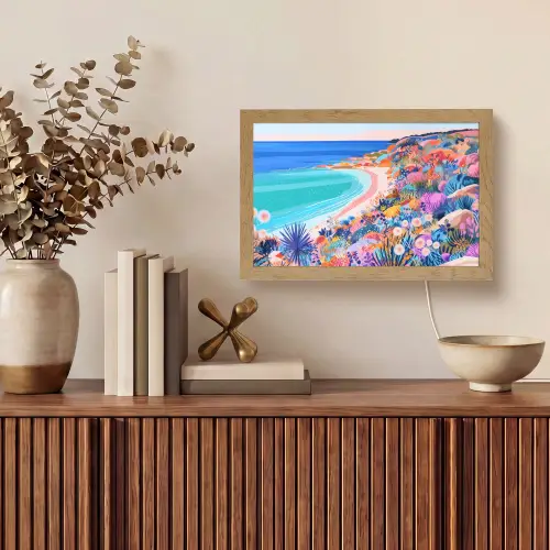 Bloemenweide - Zee - Zomers Light Box met kabel (Tafellamp) klein -sfeer2