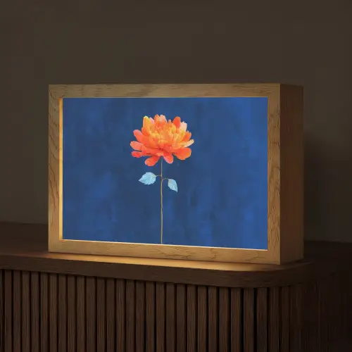 Bloem - Oranje - Bladeren Light Box met kabel (Tafellamp) klein -z3d_website