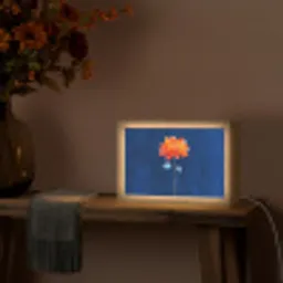 Bloem - Oranje - Bladeren Light Box met kabel (Tafellamp) klein -sfeer4
