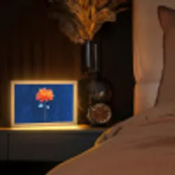 Bloem - Oranje - Bladeren Light Box met kabel (Tafellamp) klein -sfeer1
