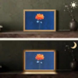 Bloem - Oranje - Bladeren Light Box met kabel (Tafellamp) klein -sfeer3
