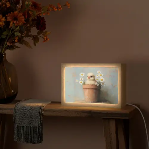 Bloempot - Kuiken - Bloemetjes Light Box met kabel (Tafellamp) klein -sfeer4