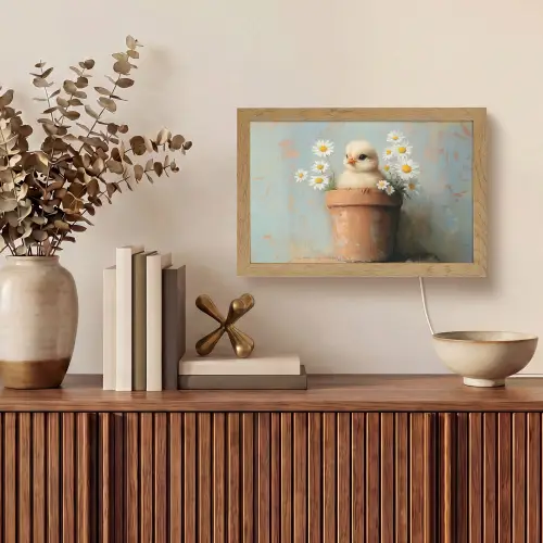 Bloempot - Kuiken - Bloemetjes Light Box met kabel (Tafellamp) klein -sfeer2