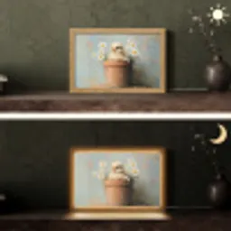 Bloempot - Kuiken - Bloemetjes Light Box met kabel (Tafellamp) klein -sfeer3