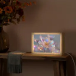 Bloem - Transparant - Pastelkleuren - Druppels Light Box met kabel (Tafellamp) klein -sfeer4
