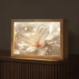 Bloem - Wit - Glitter - Goud - Modern Light Box met kabel (Tafellamp) klein -z3d_website