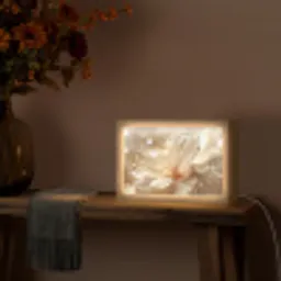 Bloem - Wit - Glitter - Goud - Modern Light Box met kabel (Tafellamp) klein -sfeer4