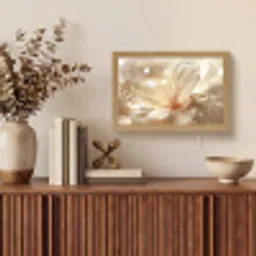 Bloem - Wit - Glitter - Goud - Modern Light Box met kabel (Tafellamp) klein -sfeer2