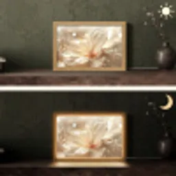 Bloem - Wit - Glitter - Goud - Modern Light Box met kabel (Tafellamp) klein -sfeer3