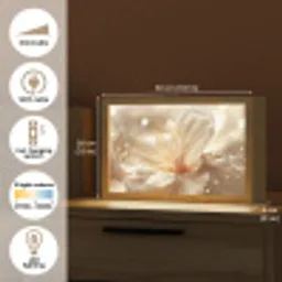 Bloem - Wit - Glitter - Goud - Modern Light Box met kabel (Tafellamp) klein -USP_EN