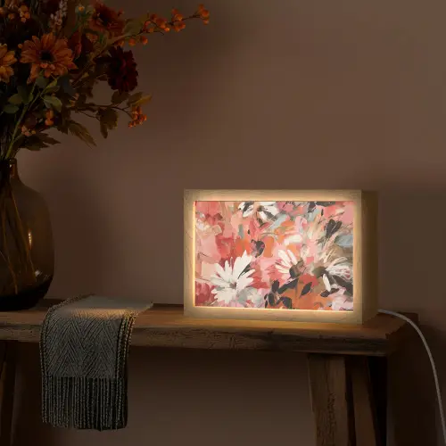 Bloemen - Kunst - Abstract - Verf Light Box met kabel (Tafellamp) klein -sfeer4