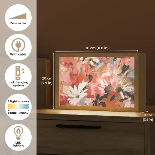 Bloemen - Kunst - Abstract - Verf Light Box met kabel (Tafellamp) klein -USP_EN
