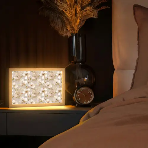 Bloemen - artistiek - Goud Light Box met kabel (Tafellamp) klein 924 -sfeer1