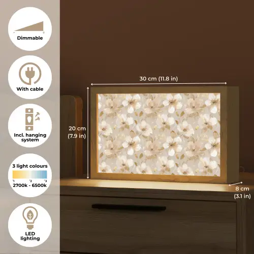 Bloemen - artistiek - Goud Light Box met kabel (Tafellamp) klein 924 -USP_EN