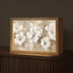 Bloemen - Beige - Abstract - Modern Light Box met kabel (Tafellamp) klein -z3d_website