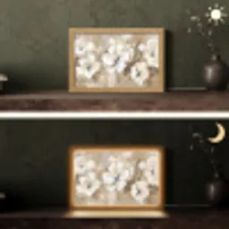 Bloemen - Beige - Abstract - Modern Light Box met kabel (Tafellamp) klein -sfeer3