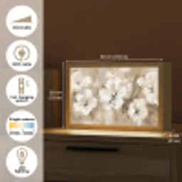 Bloemen - Beige - Abstract - Modern Light Box met kabel (Tafellamp) klein -USP_EN