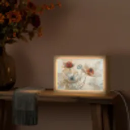 Bloemen - Beige - Modern - Illustratie Light Box met kabel (Tafellamp) klein -sfeer4