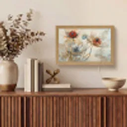 Bloemen - Beige - Modern - Illustratie Light Box met kabel (Tafellamp) klein -sfeer2