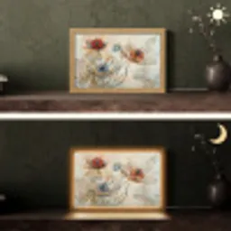 Bloemen - Beige - Modern - Illustratie Light Box met kabel (Tafellamp) klein -sfeer3