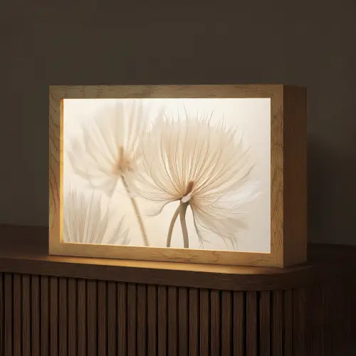 Bloemen - Beige - Natuur Light Box met kabel (Tafellamp) klein -z3d_website